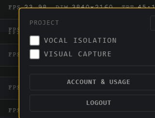 The gear popover: Account & Usage and logout